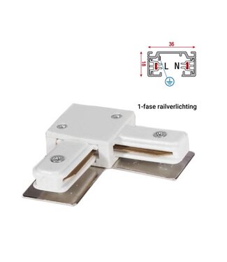 1 Fase Rail 2 wire L - Koppelstuk Hoek Wit