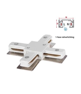 1 Phase Schiene 2 Draht X - Kupplungskreuz Weiß