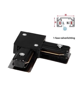 1-Phasen-Schiene 2-Leiter-L-Steckverbinder Ecke Schwarz
