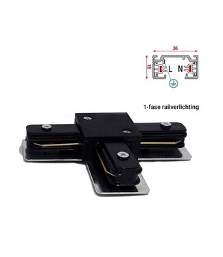 1 Phase Schiene 2-Leiter T-Verbinder Schwarz
