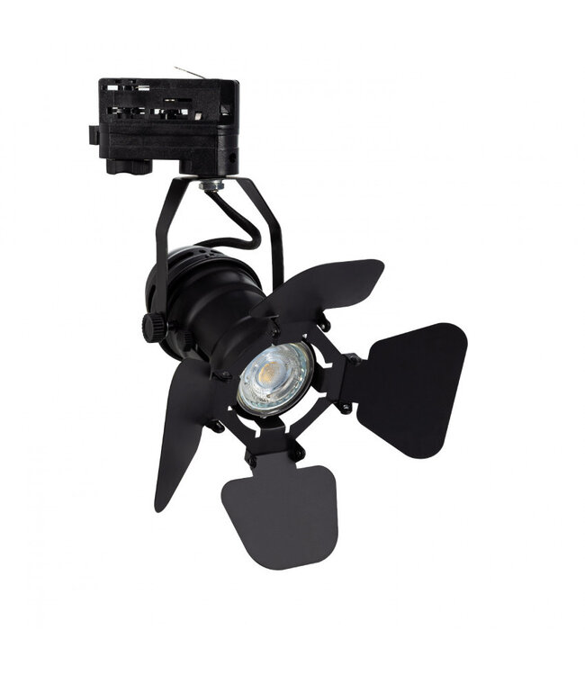 1 Fase Rail armatuur SpotLight met GU10 Fitting, Zwartkleurige behuizing