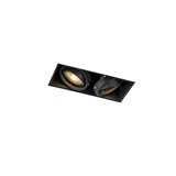 Trimless Inbouw Spot Armatuur, gatmaat 189x89mm, Zwart, incl. Stucrand (2x GU10 50mm spot)