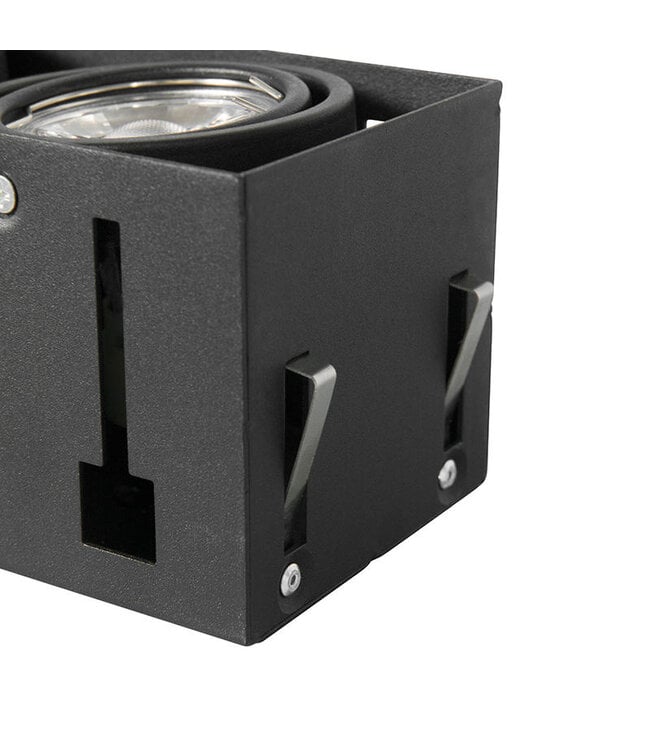 Trimless Inbouw Spot Armatuur, gatmaat 189x89mm, Zwart, incl. Stucrand (2x GU10 50mm spot)