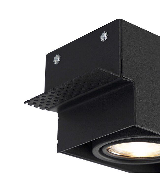 Trimless Inbouw Spot Armatuur, gatmaat 270x89mm, Zwart, incl. Stucrand (3x GU10 50mm spot)