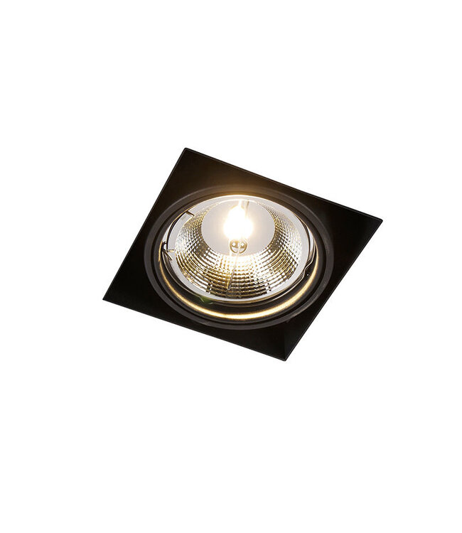 Trimless Inbouw Spot Armatuur, gatmaat 157x157mm, Zwart, incl. Stucrand (1x GU10 AR111 spot)
