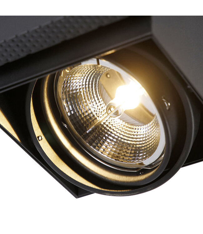 Trimless Inbouw Spot Armatuur, gatmaat 157x157mm, Zwart, incl. Stucrand (1x GU10 AR111 spot)