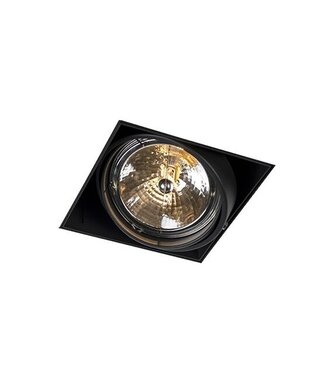 Trimless Inbouw Spot Armatuur, gatmaat 157x157mm, Zwart, incl. Stucrand (1x G53 AR111 spot)