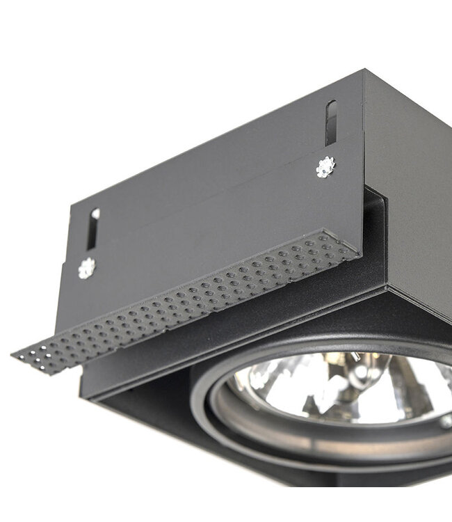 Trimless Inbouw Spot Armatuur, gatmaat 157x157mm, Zwart, incl. Stucrand (1x G53 AR111 spot)