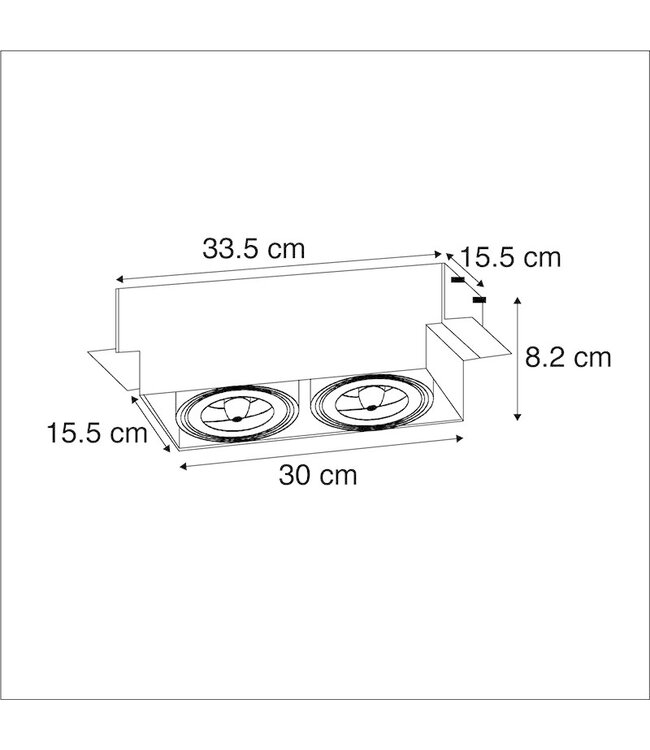 Trimless-Einbaustrahler, Lochgröße 300x157mm, weiß, inkl. Stuckkante (2x G53 AR111 Spot)