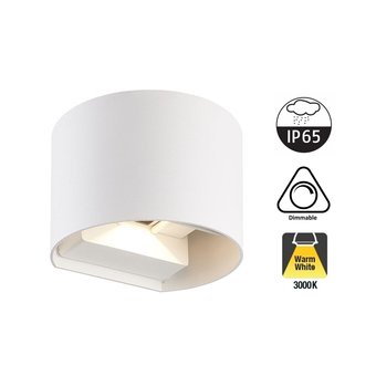 LED-Wandleuchte TEB 2x3 Watt, 2x 255 Lumen, 3000K Warmweiß, dimmbar, IP65, Weiß, 2 Jahre Garantie