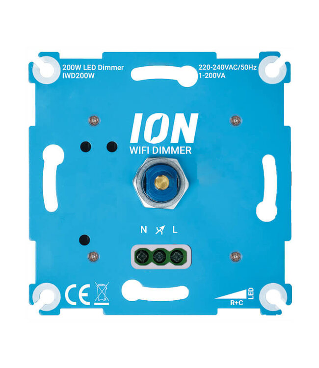 ION Wifi Unterputz-LED-Dimmer 0,3-200 Watt | Ohne Kabel | Funktioniert über Tuya App / Google Assistant / Amazon Alexa