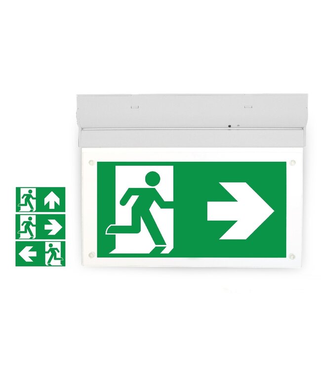 LED Notfall Leuchte 2w, 240 Lumen, schwenkbar, Anbaumontage, mit Pfeilspitzenanzeige, 3 Jahre Garantie