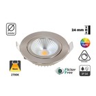 LED-Einbaustrahler 5w Flat, 450 Lumen, 2700K, schwenkbar, IP44, dimmbar, CRI90, Stahlhalterung, Lochgröße 72mm, 2 Jahre Garantie