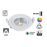 Inbouw LED Spot 5w Flat, 450 Lumen, 4000K, Kantelbaar, IP54, Dimbaar, CRI90, Wit Armatuur, Gatmaat 75mm, 2 Jaar Garantie