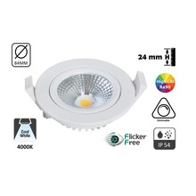 LED-Einbaustrahler 5w Flat, 450 Lumen, 4000K, schwenkbar, IP54, dimmbar, CRI90, weiße Leuchte, Lochgröße 75mm, 2 Jahre Garantie