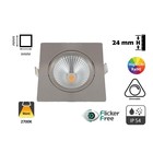 LED-Einbaustrahler 5w Flat Quadrat, 450 Lumen, 2700K, schwenkbar, IP44, dimmbar, CRI90, Stahlhalterung, Lochgröße 75mm, 2 Jahre Garantie