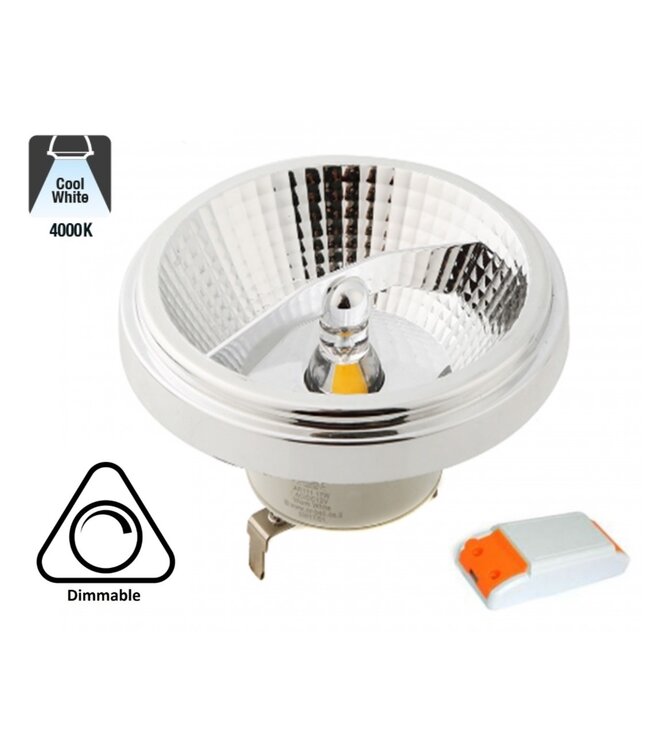G53 AR111 LED Spot 12w, 700 Lumen, 45°, Incl. Led Driver, Dimbaar, 2 Jaar Garantie