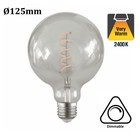 E27 Led-Lampe 4w Edison, Globe 125, 2400K Flamme, 180 Lumen, dimmbar, Klarglas, 2 Jahre Garantie