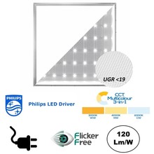 Back-lit UGR19 LED-Panel 60x60cm, 32/37w, 3800/4200 Lumen (120lm/w), Farbwechsel (3000/4000/6000K), flimmerfreier Philips-Treiber, Plug-and-play, 3 Jahre Garantie