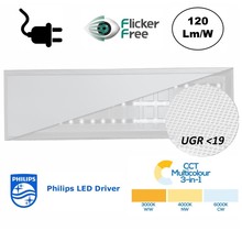 Back-lit UGR19 LED-Panel 30x120cm, 32/37w, 3800/4200 Lumen (120lm/w), Farbwechsel (3000/4000/6000K), flimmerfreier Philips-Treiber, Plug-and-play, 3 Jahre Garantie