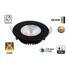 Inbouw LED Spot 5w Flat, 450 Lumen, 2500K, Kantelbaar, IP54, CRI90, Zwart Armatuur, Gatmaat 75mm, 2 Jaar Garantie