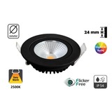 LED-Einbaustrahler 5w Flat, 450 Lumen, 2500K, schwenkbar, IP54,  CRI90, schwarze Leuchte, Lochgröße 75mm, 2 Jahre Garantie