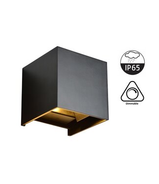 LED-Wandleuchte Cube 2x3 Watt, 2x 270 Lumen, dimmbar, IP65, Schwarz, 2 Jahre Garantie