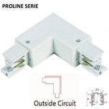 Proline Serie - 3-Phasen-Schiene 4-Draht-L-Eckverbindung - OUTDOOR LINE - Weiß