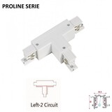 Proline Serie - 3 Fase Rail 4 Wire T-Verbinding - LINKS - BINNENLIJN  - Wit