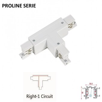 Proline Serie - 3 Fase Rail 4 Wire T-Verbinding -RECHTS - BUITENLIJN  - Wit