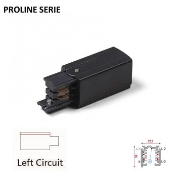 Proline Serie - 3 Fase Rail 4 Wire Aansluitblok LINKS - Zwart