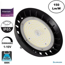 High Bay Led Ufo 100w, 15000 Lumen, 6000K Tageslichtweiß, IP65, 1-10v Dimmable PH LED-Driver, 5 Jahre Garantie