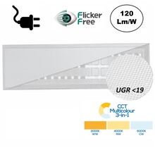 Back-lit UGR19 LED-Panel 30x120cm, 32w, 3800 Lumen (120lm/w), Farbwechsel (3000/4000/6000K), flimmerfreier PH LED Treiber, Plug-and-play, 3 Jahre Garantie