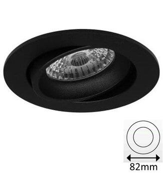 Led-Spot-Leuchte Schwarz, tief, schwenkbar, IP20, Klicksystem. Sägegröße 72mm