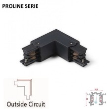 Proline Serie - 3-Phasen-Schiene 4-Draht-L-Eckverbindung - OUTDOOR LINE - Schwarz