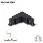 Proline Serie - 3-Phasen-Schiene 4-Draht-L-Eckverbindung - INNERE LEITUNG - Schwarz