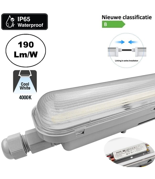 Led Tri Proof 153cm, 50w, 9500 Lumen (190lm/w), koppelbar, flimmerfreier Philips LED-Treiber, IP65, 3 Jahre Garantie