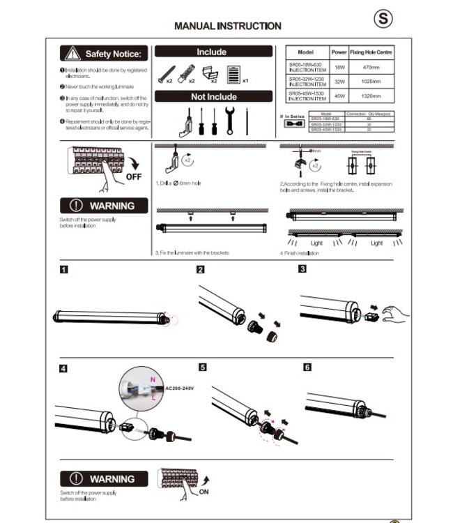 Led Tri Proof 153cm, 50w, 9500 Lumen (190lm/w), koppelbar, flimmerfreier Philips LED-Treiber, IP65, 3 Jahre Garantie
