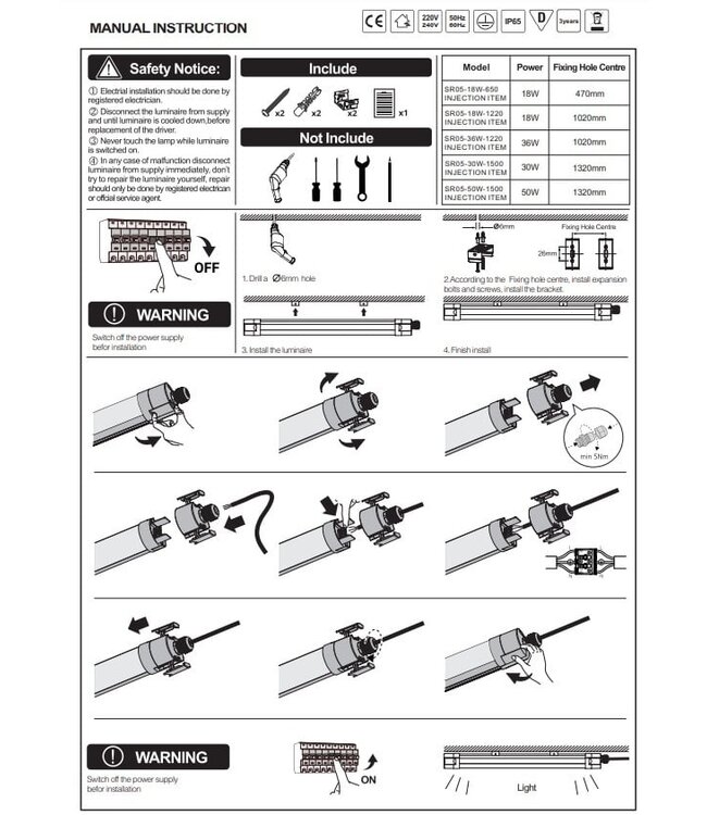 PH Led Tri Proof 120cm, 36w, 5040 Lumen, Philips LED-Treiber, LumiLEDS, IP65, 3 Jahre Garantie