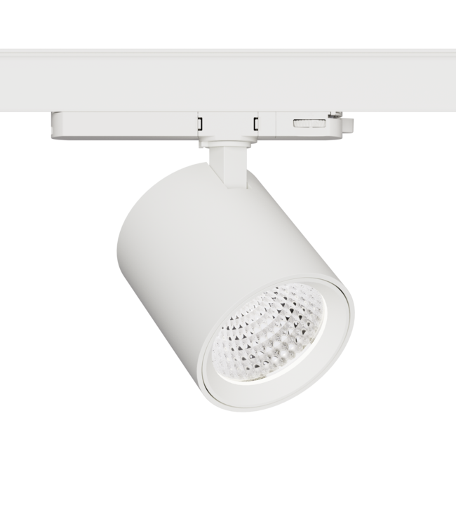 PRIME 3-Phasen-LED-Schienenstrahler mit Leistungsschalter: 12-42W, CCT-Schalter, 1290 bis 4090 Lumen, CRI>90, weißes Gehäuse, 5 Jahre Garantie