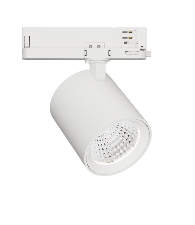 PRIME 3-Phasen-LED-Schienenstrahler mit Leistungsschalter: 12-42W, CCT-Schalter, 1290 bis 4090 Lumen, CRI>90, weißes Gehäuse, 5 Jahre Garantie