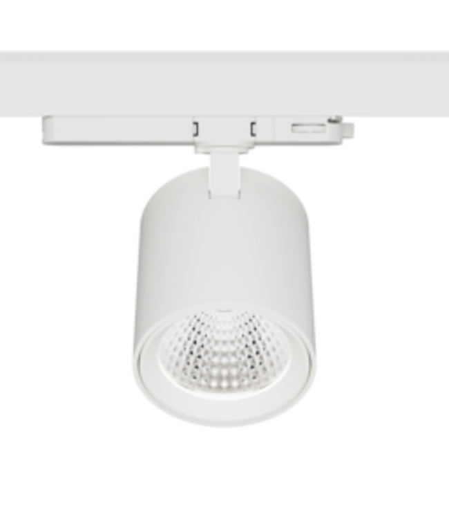 PRIME 3-Phasen-LED-Schienenstrahler mit Leistungsschalter: 12-42W, CCT-Schalter, 1290 bis 4090 Lumen, CRI>90, weißes Gehäuse, 5 Jahre Garantie