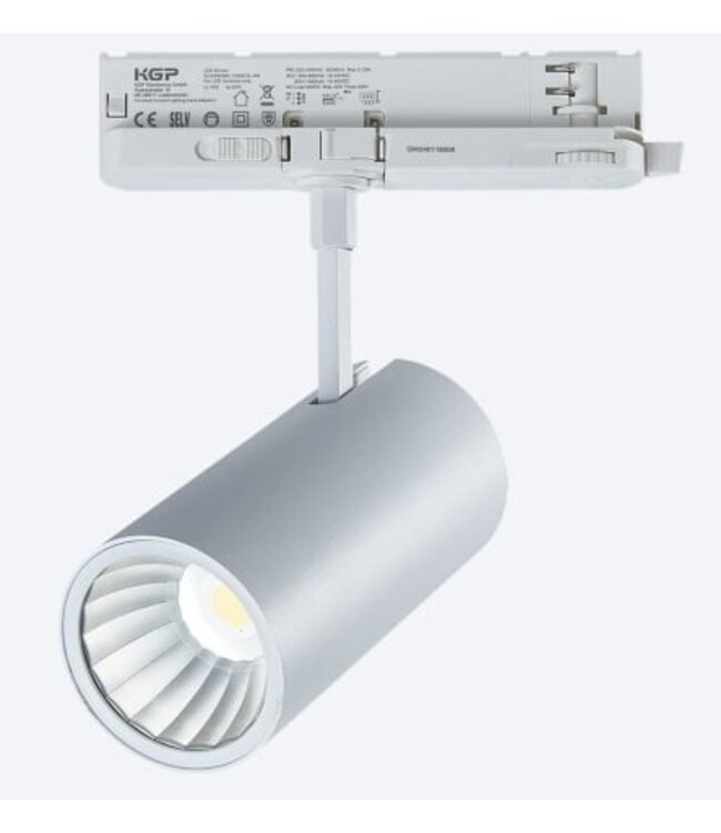 PRIME 3 Fase LED Rail Spot Koker met Wattage switch: 14-29W,  CCT-Switch, 1240 tot 3195 lumen, CRI>90, Witte Behuizing , 5 Jaar Garantie