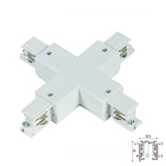 3-Phasen-Schiene 4-Draht X-Koppler - Weiß