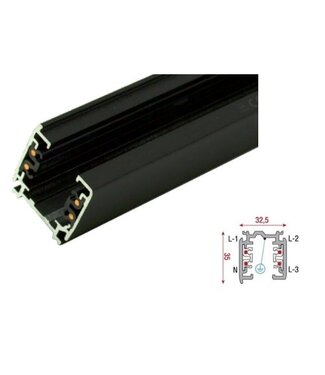 3 Fase Rail 4 Wire Zwart - Tot 2 Meter Leverbaar