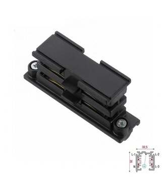 3-Phasen-Schiene 4-Draht-Kupplung gerade schwarz