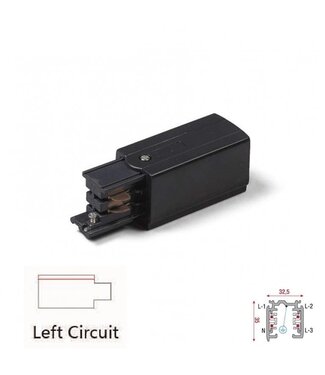 3 Fase Rail 4 Wire Aansluitblok LINKS - Zwart