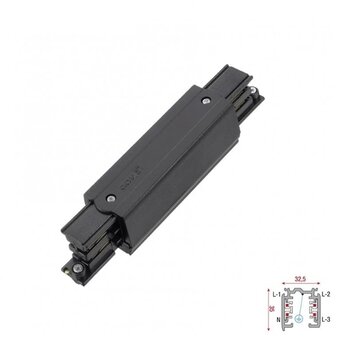 3 Fase Rail 4 Wire MIDDEN-Aansluitblok - Zwart