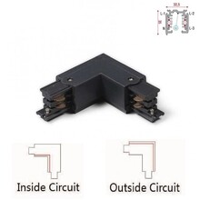 Universeller 3-Phasen-Schienenanschluss mit 4 Drähten in L-Ecke - INNERE LINIE und ÄUSSERE LINIE - Schwarz