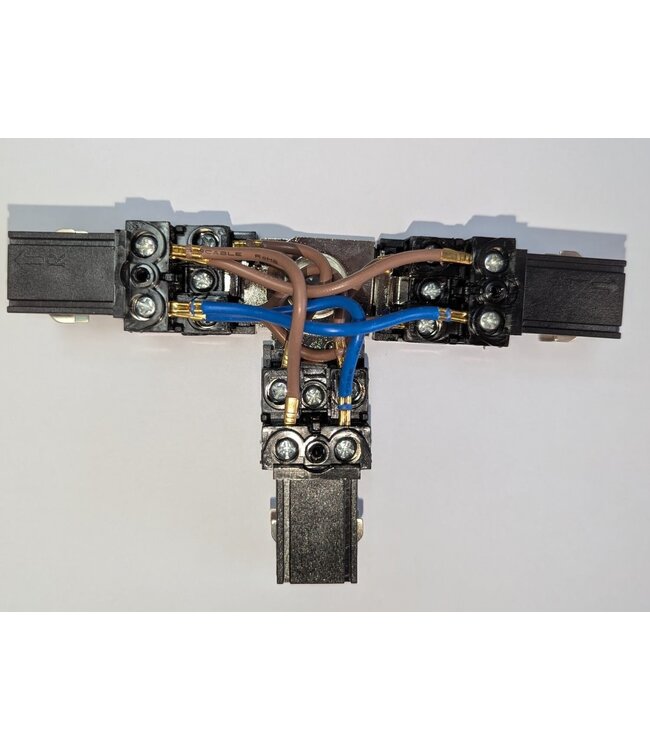 Universele 3 Fase Rail 4 Wire T-Verbinding -RECHTS - BINNENLIJN en BUITENLIJN - Zwart